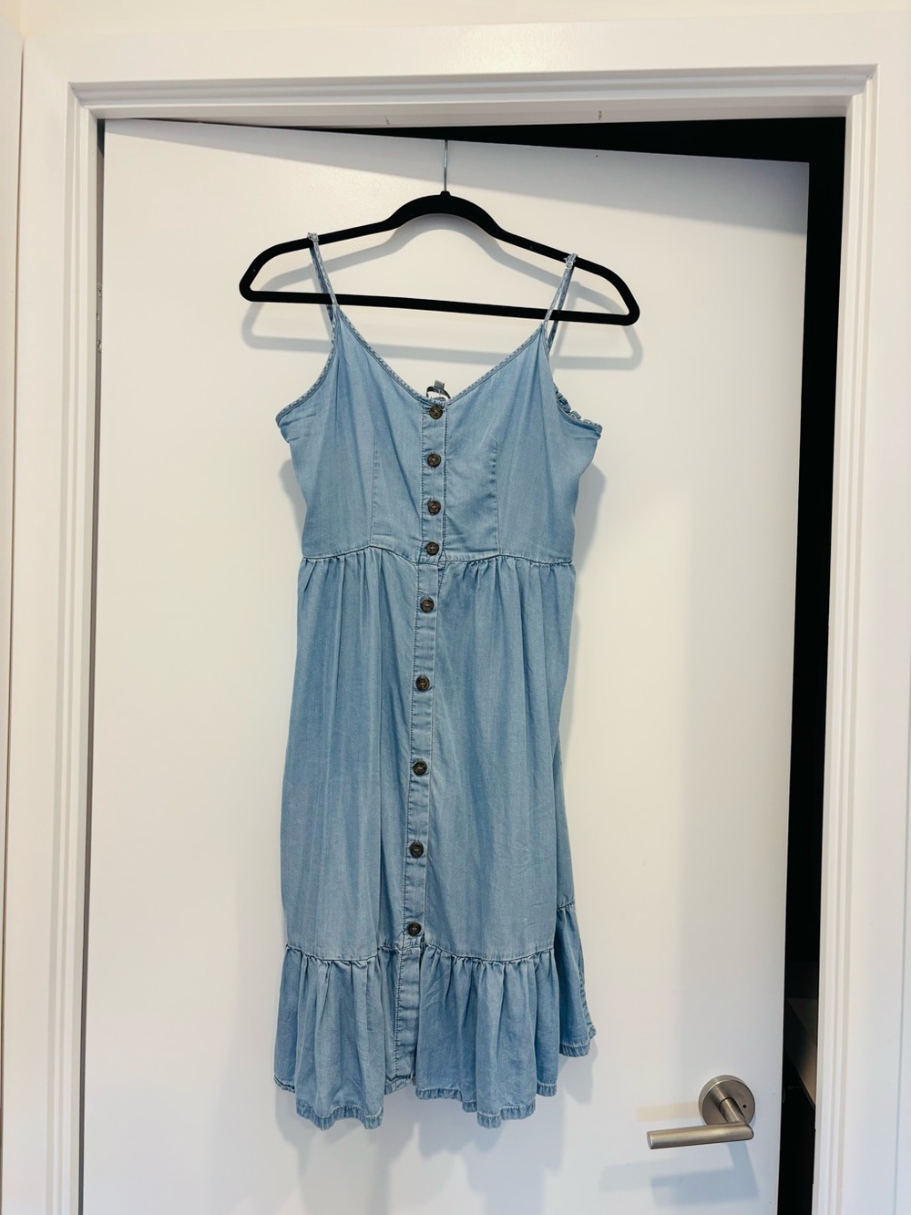 Love Tree Light Blue Denim Button-Front Sundress